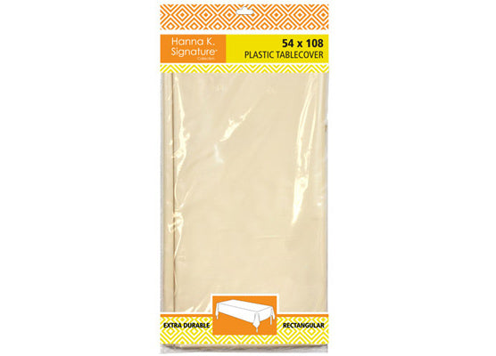 Ivory Full Size Plastic Tablecloths by Hanna K. Signature - 54'' x 108''