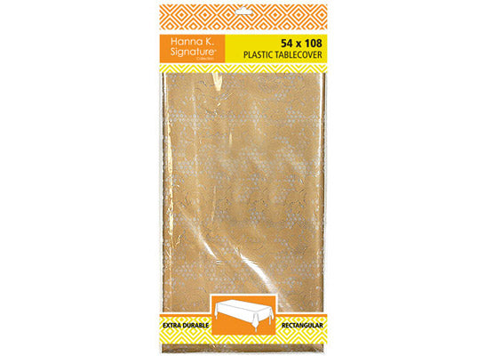 Gold Lace Full Size Plastic Tablecloths by Hanna K. Signature - 54'' x 108''