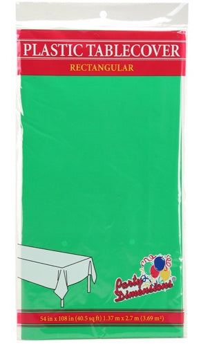 54" X 108" Rectangular Plastic Tablecloth - Green - Party Dimensions