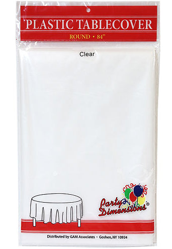 84" Clear Round Plastic Tablecloth 36-Packs - Party Dimensions