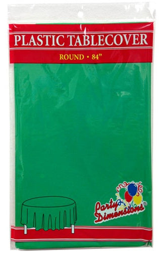 84" Green Round Plastic Tablecloth 36-Packs - Party Dimensions