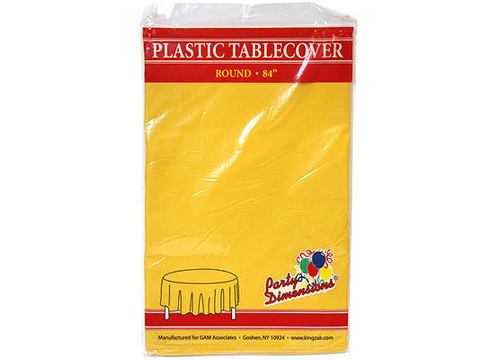 Sunshine Yellow Round Plastic Tablecloths by Party Dimensions -  84''