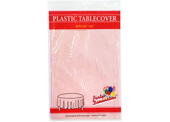 Light Pink Round Plastic Tablecloths by Party Dimensions -  84''