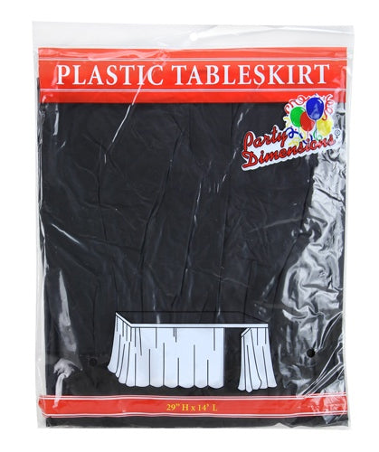 29" X 14' Black Plastic Tableskirt 36-Packs - Party Dimensions