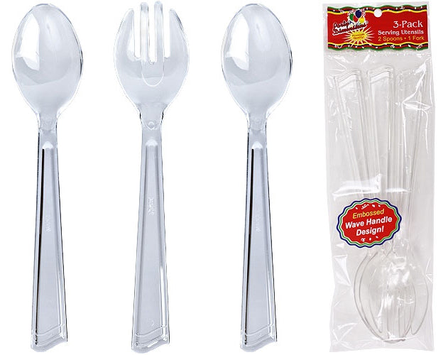 Clear Plastic 3 Piece Serving Set 48-Packs - Party Dimensions