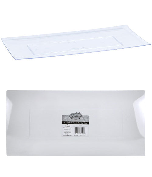 Clear 13" X 6.25" Rectangular Plastic Condiment Tray - Lillian
