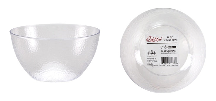 Pebbled - 30 oz. Plastic Bowl - Clear  - Lillian
