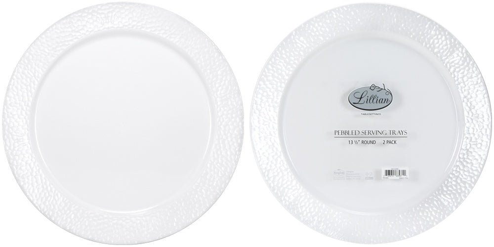 Pebble Tray - 13.5" Pearl Plastic Tray - 2-Packs - Lillian