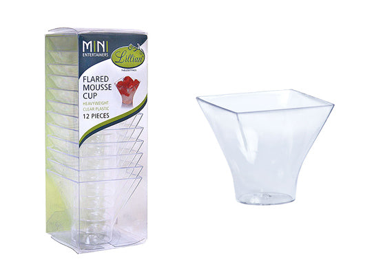 Clear Mini Plastic Flared Mousse Cups by Lillian - 12-Packs