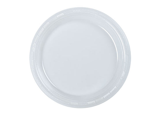 Clear 9'' Round Plastic Plates by Hanna K. Signature - 50-Packs