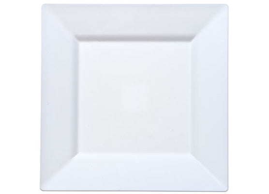 White 10.75'' Square Plastic Dinner Plates by Lillian - 10-Packs