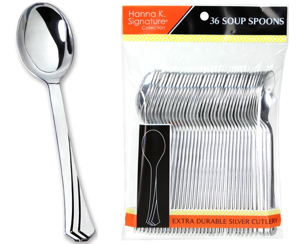Polished Silver Plastic Soupspoons 36-Packs - Hanna K. Signature