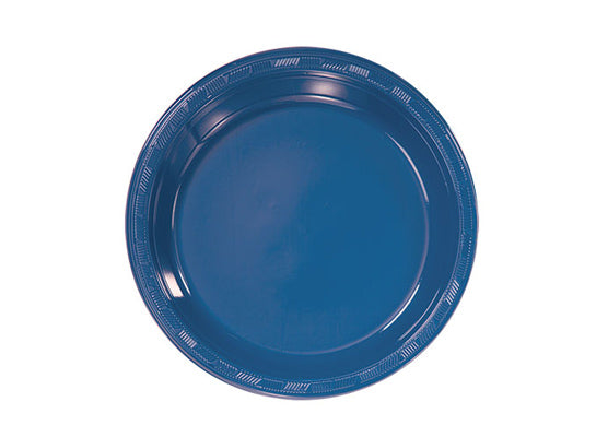 Blue 7'' Round Plastic Plates by Hanna K. Signature - 50-Packs