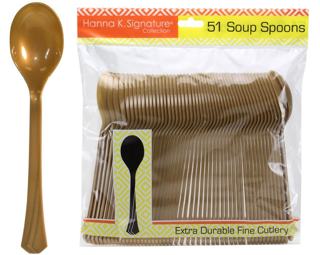 Gold Heavyweight Plastic Soupspoon 51-Packs - Hanna K. Signature