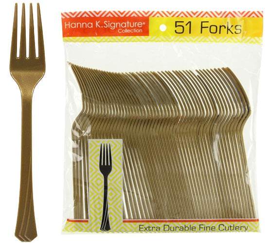 Gold Heavyweight Plastic Fork 51-Packs - Hanna K. Signature