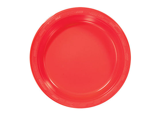 Red 9'' Plastic Plates by Hanna K. Signature - 50-Packs