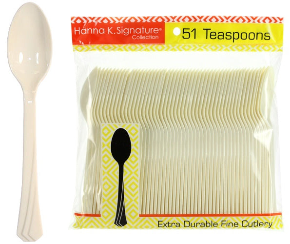 Ivory Heavyweight Plastic Teaspoon 51-Packs - Hanna K. Signature