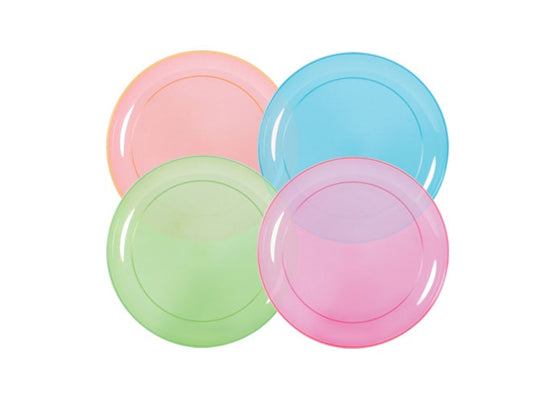 Neon 6'' Plastic Plates in Assorted Colors by Party Dimensions - 40-Packs