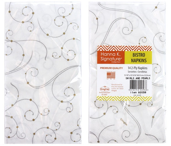 Swirls & Pearls Bistro Napkin 14-Packs - Hanna K. Signature