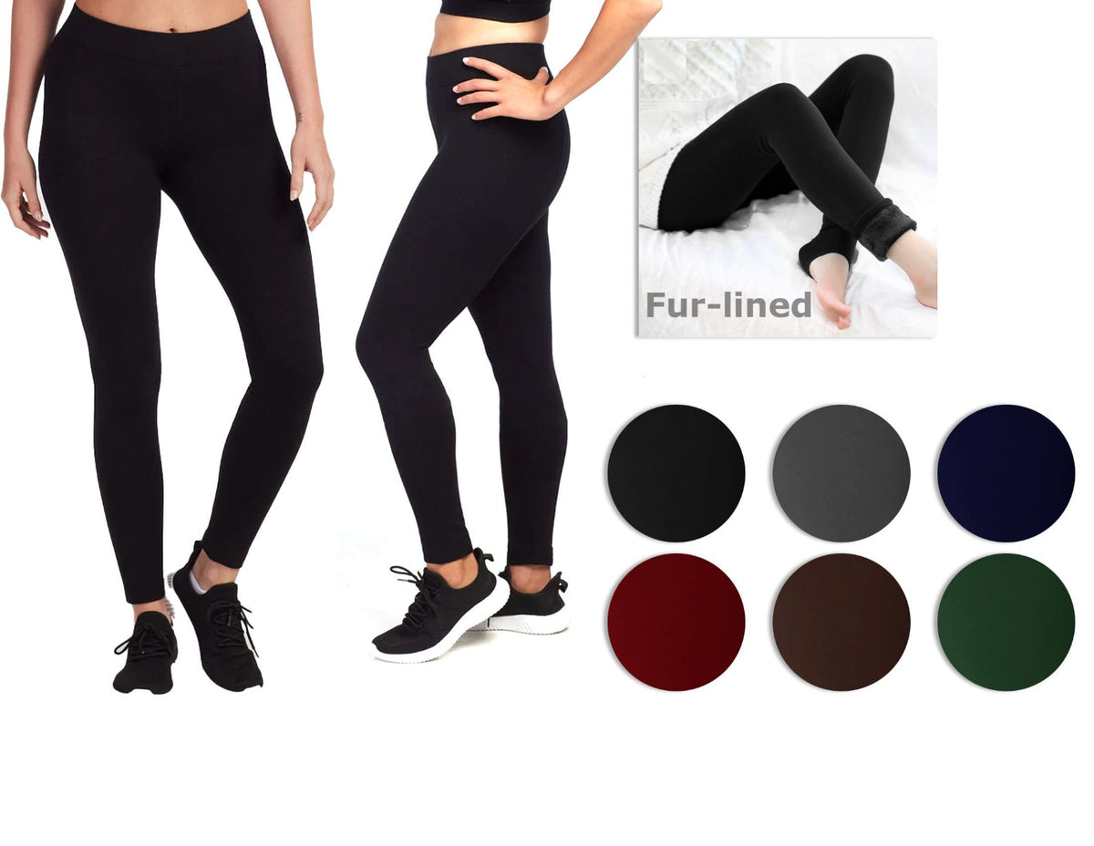 Women's Faux Fur Lined Leggings - Assorted Colors