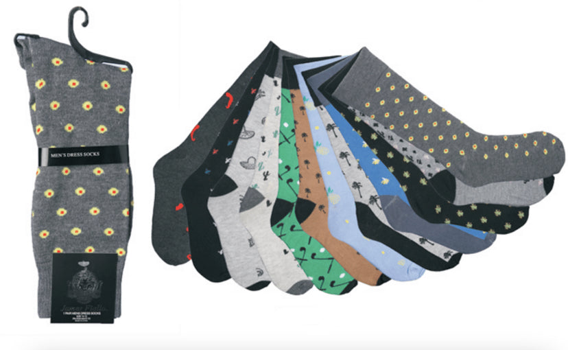 Men's Designer Dress Socks - Assorted Prints - Size 10-13