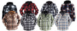 Men's Berber-Lined Plaid Jackets w/ Dual Pockets & Fleece Hood - Choose Your Color(s) - Grey Plaid
