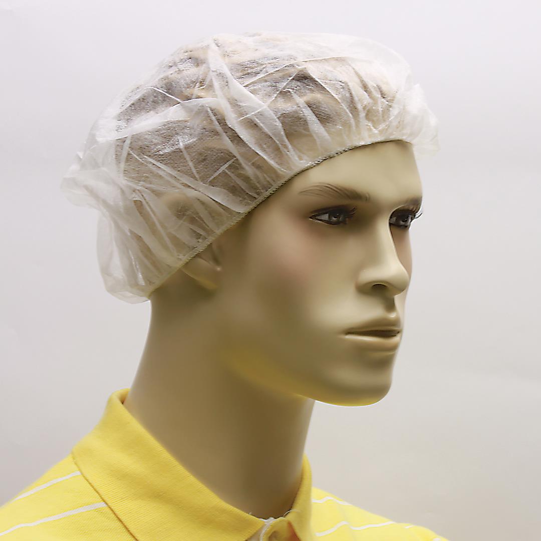 24" Disposable Pleated Bouffant Caps  - White