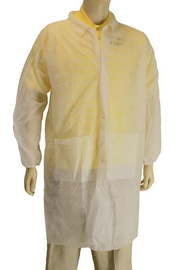Polypropylene Disposable Lab Coats w/ Pockets - Medium Weight - Size: 2XL