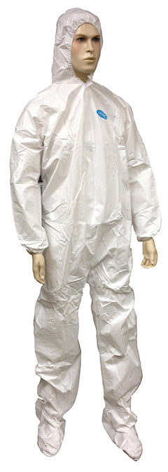 Microporous/Polypropylene Disposable Coveralls w/ Hood & Boots - Size: Small