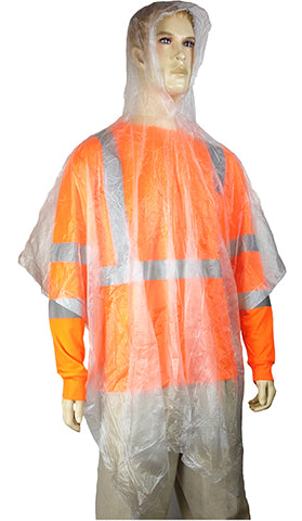 Disposable PVC Rain Ponchos - 4 Mil - Clear