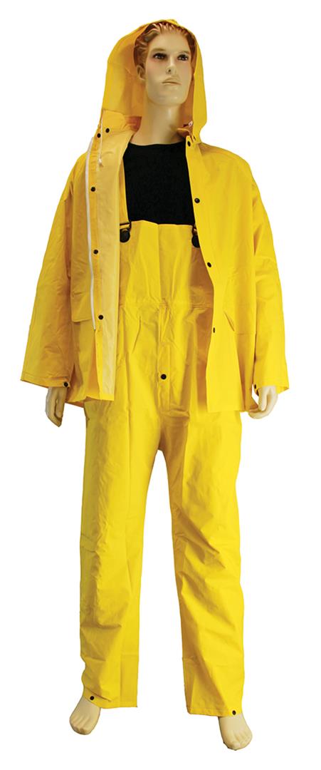 3-Piece Rain Suits w/ Detachable Hood - 14 Mil - Size: 4XL