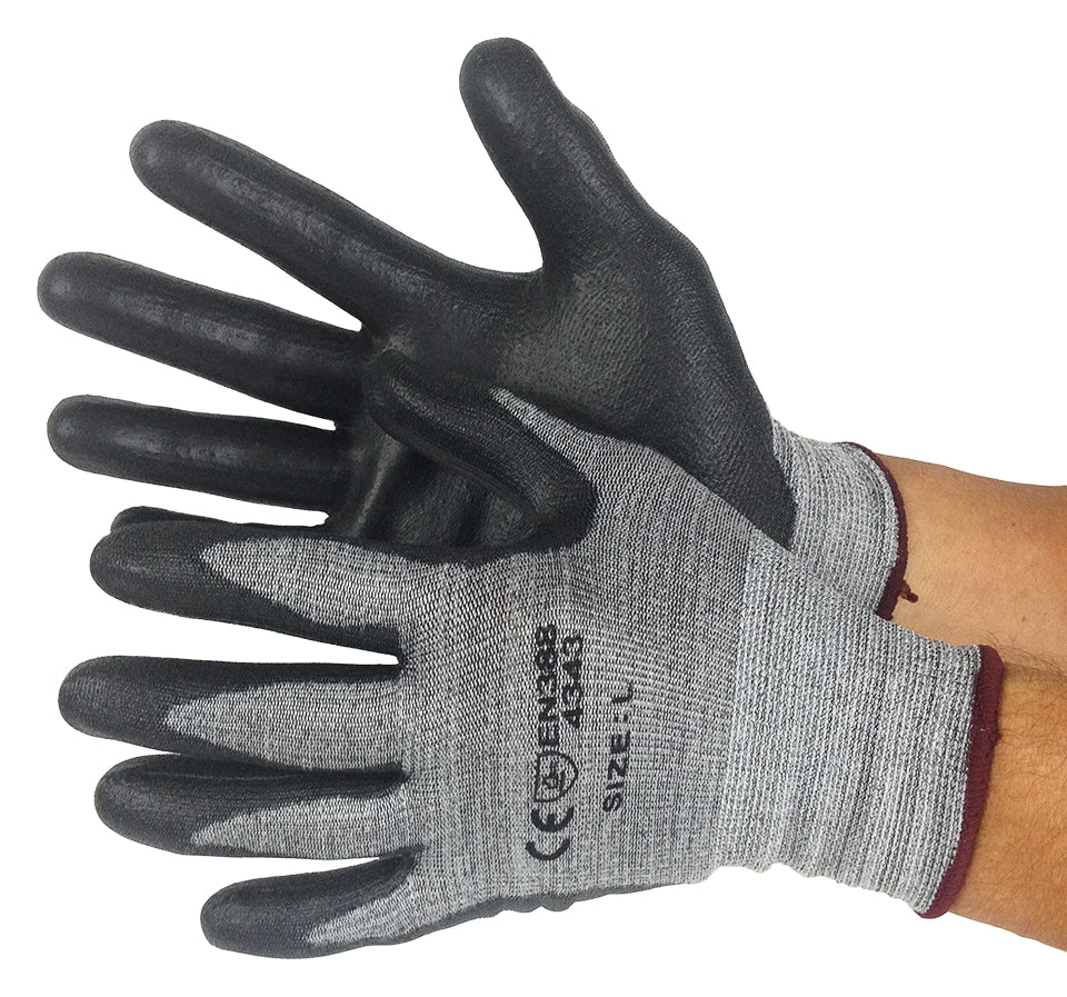 Cut Resistant HPPE/Lycra Work Gloves w/ Polyurethane Coating - Size: Medium