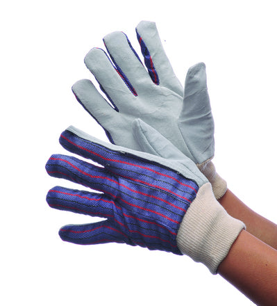 Ultra Premium Grade Cow Split Leather Palm Gloves w/ Knit Wrist - Size: Large