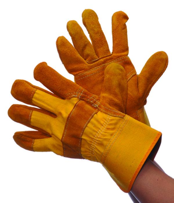Shoulder Leather Double Palm Gloves - Golden Yellow - Size: XL