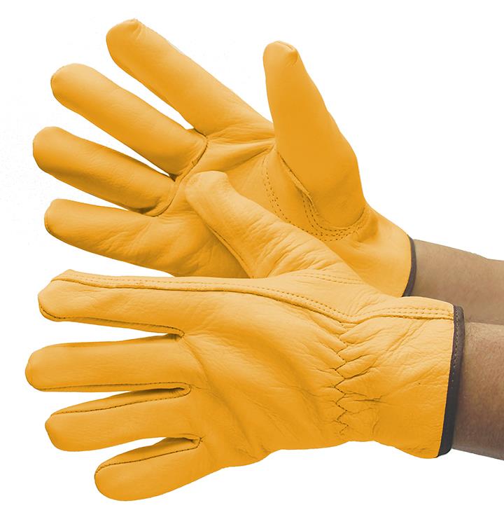 Golden Brown Cowgrain Leather Driver Gloves w/ Keystone Thumb - Size: Small