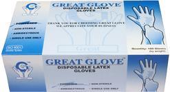 Lightly Powdered Disposable Latex Gloves - Great Glove - Size: XS
