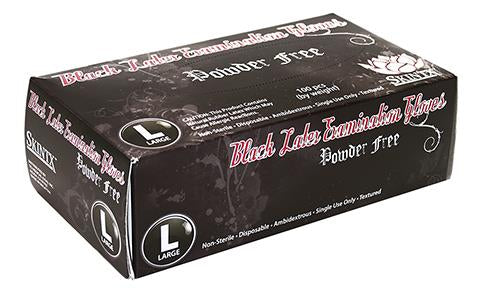 Black Medical Grade Powder Free Disposable Latex Examination Gloves - Size: Medium
