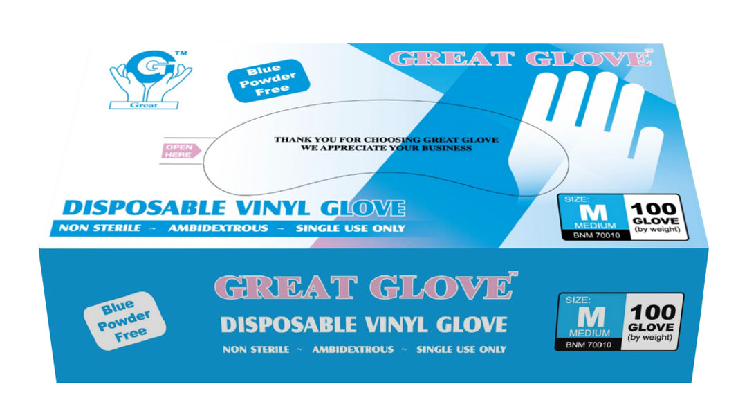Blue Powder Free Disposable Vinyl Gloves - Size: Small