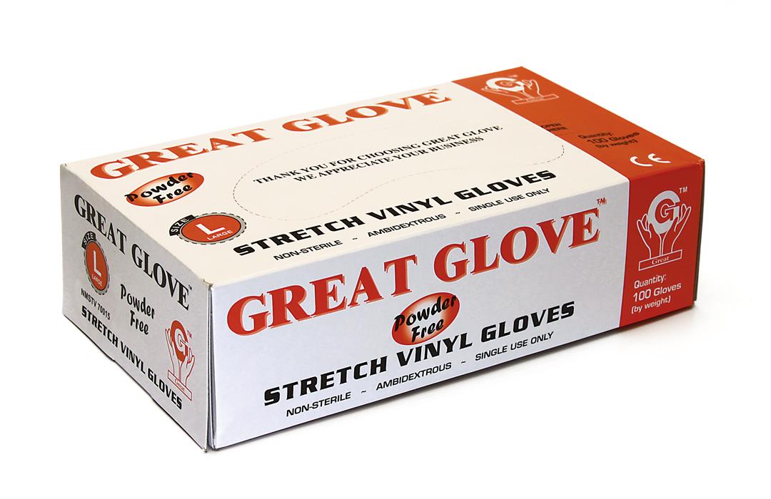 Powder Free Disposable Stretch Vinyl Gloves - Skintx - Size: Medium