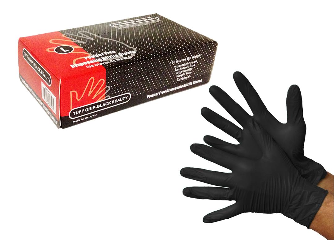 Black Powder Free Disposable Nitrile Gloves - Skintx - Size: Small
