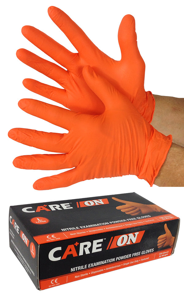 Orange Medical Grade Powder Free Disposable Nitrile Gloves - Skintx - Size: Small