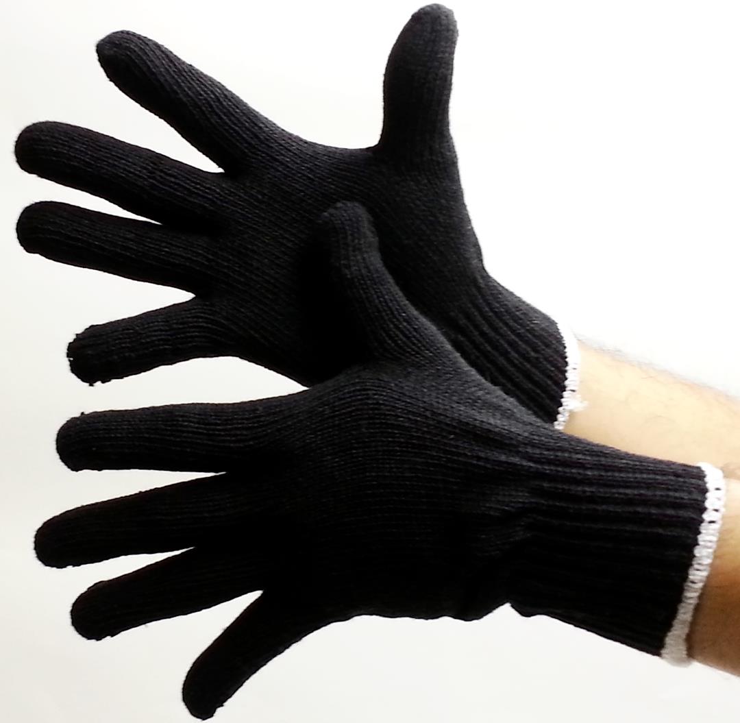 600g (Medium Weight) String Knit Cotton/Polyester Gloves - Black - Size: XL