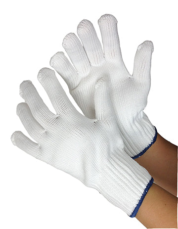 7 Gauge (Heavy Duty) Polyester String Knit Gloves - White - Size: Medium
