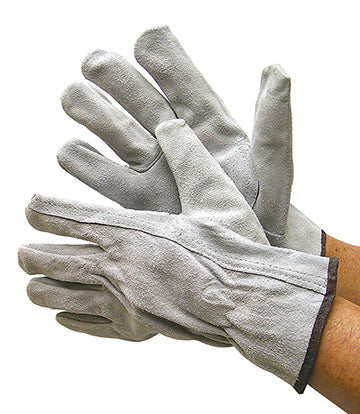Split Cowhide Suede Leather Driver Gloves w/ Keystone Thumb - Grey - Size: Medium
