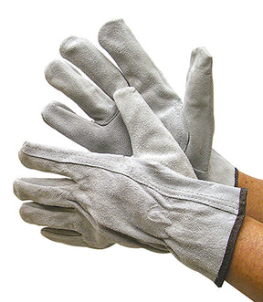 Split Cowhide Suede Leather Driver Gloves w/ Keystone Thumb - Grey - Size: Medium