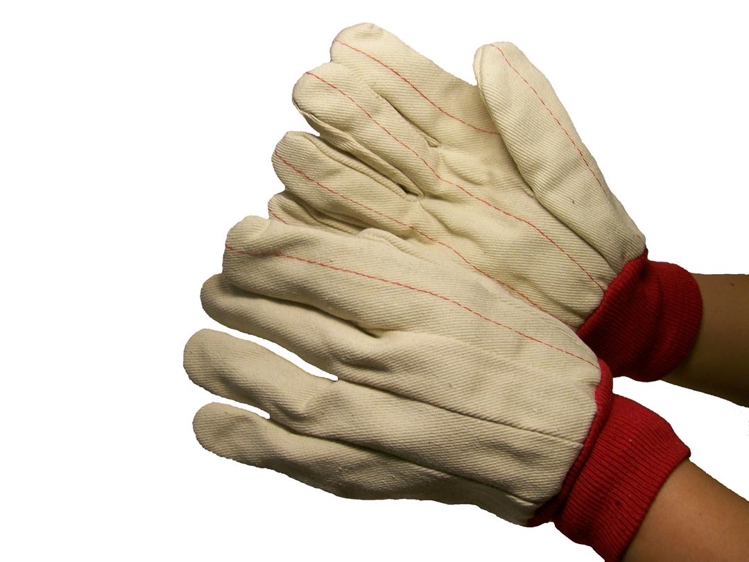 20 oz. Nap-In Double Palm Canvas Hot Mill Gloves w/ Red Wrist - Size: XL