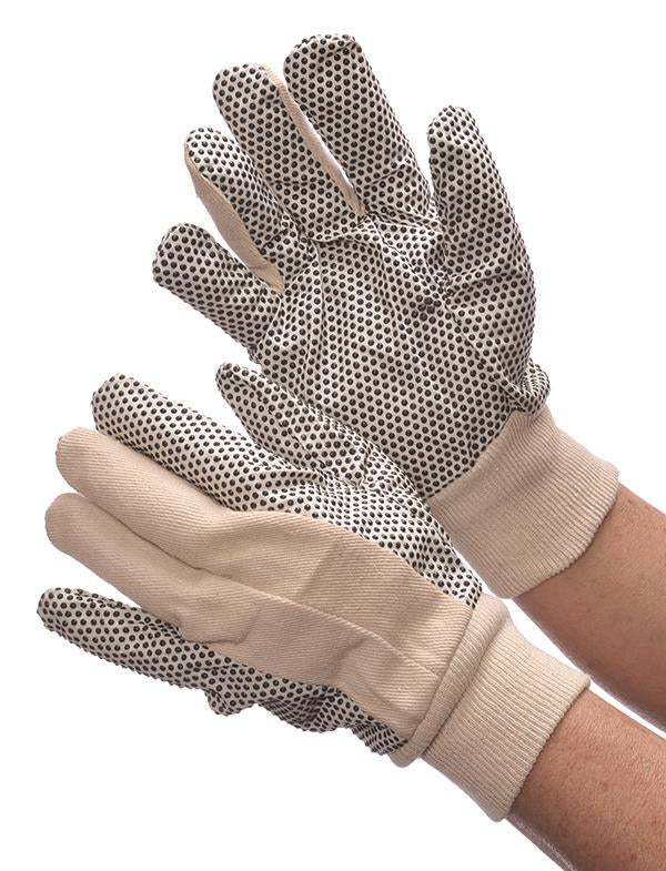 9 oz. Cotton Canvas Work Gloves w/ Grips - Size: Men's