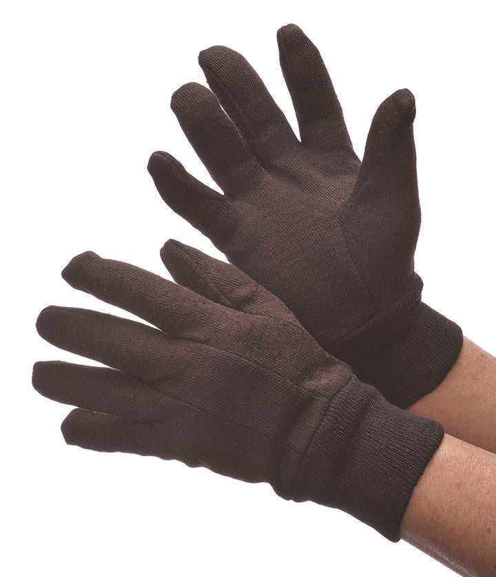 12 oz. Brown Jersey Work Gloves - Size: Men's