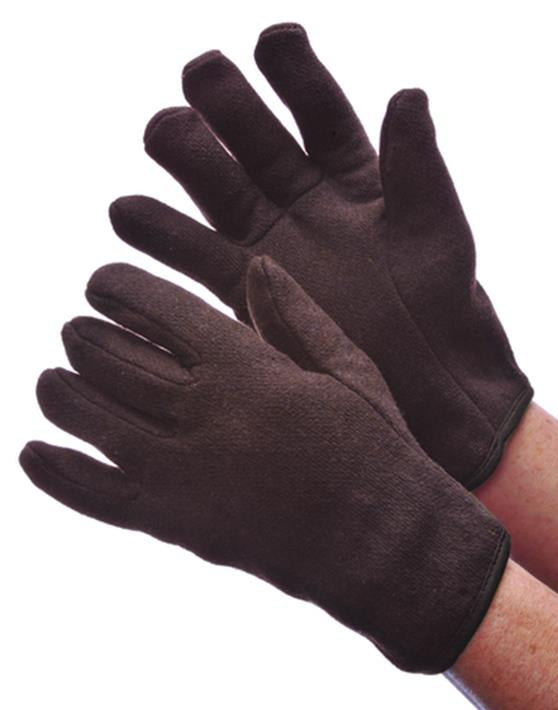10 oz. Fleece Lined Brown Jersey Work Gloves - Size: Men's