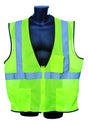 Mesh Safety Vests w/ Zipper Closure - ANSI Class II Rating - Green - Size 5XL